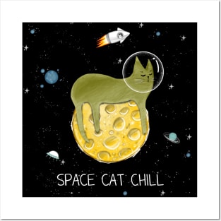 Cats in space. Cute typographi print with cats astronaut. Posters and Art